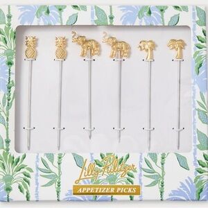 Lilly Pulitzer Gold Metallic Appetizer Picks new in sealed package